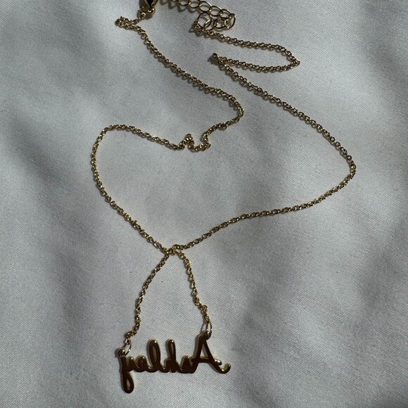 NWOT MonogramHub Script Name Necklace "Ashley" 14k Gold Plated, 18" Link Chain - Picture 5 of 16